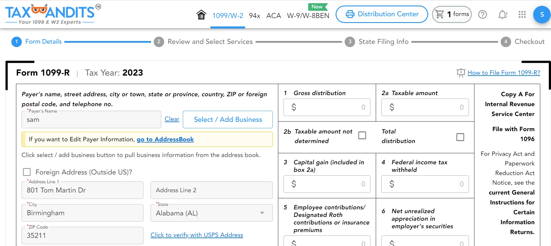 Enter Form 1099-R Details